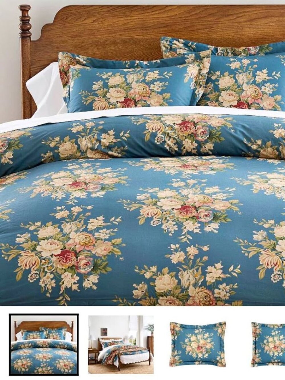 Pottery Barn Pauline Floral King Duvet Cover & 2 Euro Shams. OPEN BOX